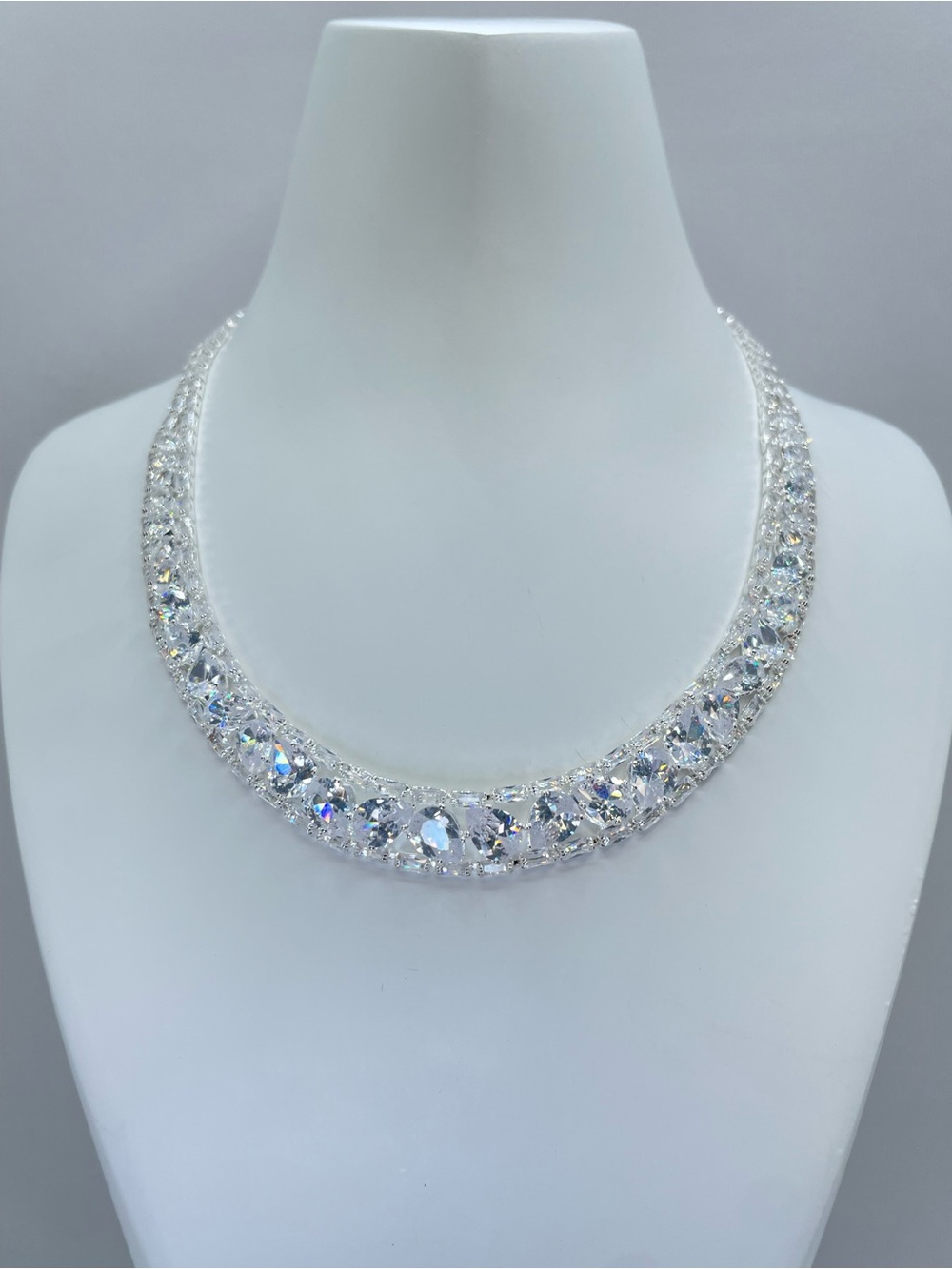 Swarovski Crystal Elements White Crystal Art Deco Bridal Tennis Necklace Bridal